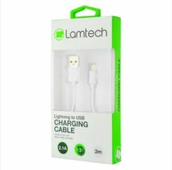 ΚΑΛΩΔΙΟ ΦΟΡΤΙΣΗΣ ΛΕΥΚΟ LIGHTNING ΣΕ USB 2m LAMTECH LAM441013