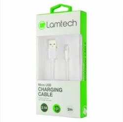 ΚΑΛΩΔΙΟ ΦΟΡΤΙΣΗΣ ΛΕΥΚΟ MICRO USB ΣΕ USB 2m LAMTECH LAM440993